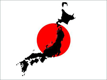 Japanese Flag with map